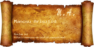 Mancsu Arisztid névjegykártya